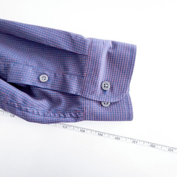 Calvin Klein Jeans Mens Career Shirt Button Down Long Sleeve Micro Dot Blue Red - Picture 7 of 8